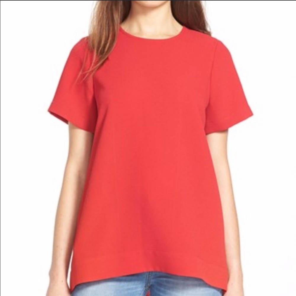 Madewell red short sleeve high/low shirt